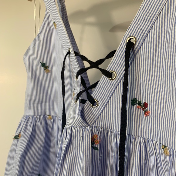 Zara Dresses & Skirts - Trafaluc by Zara White, Blue Striped Dress | Small